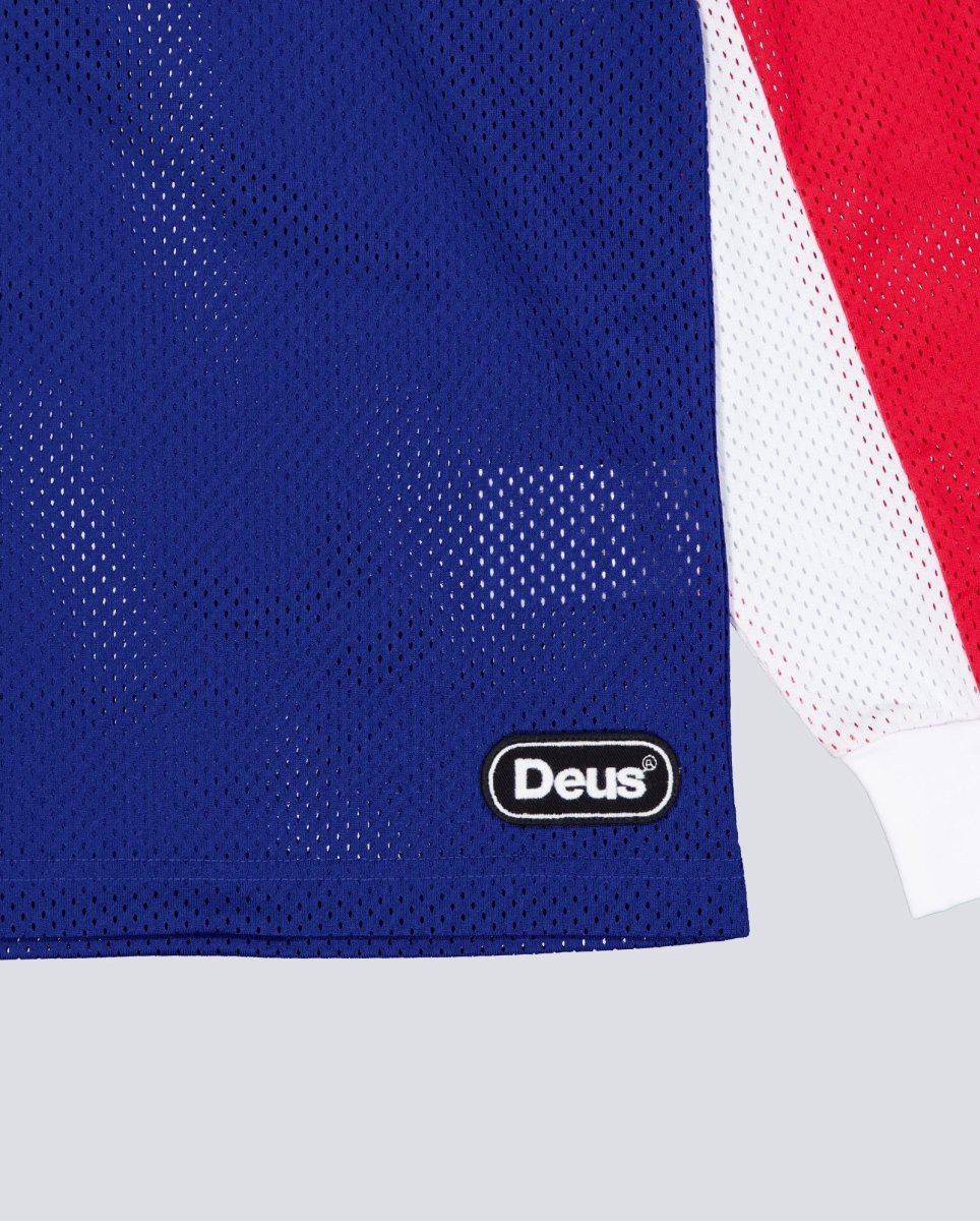 Camiseta Deus Saber Moto Jersey Blanca y Azul Hombre D261MLT164