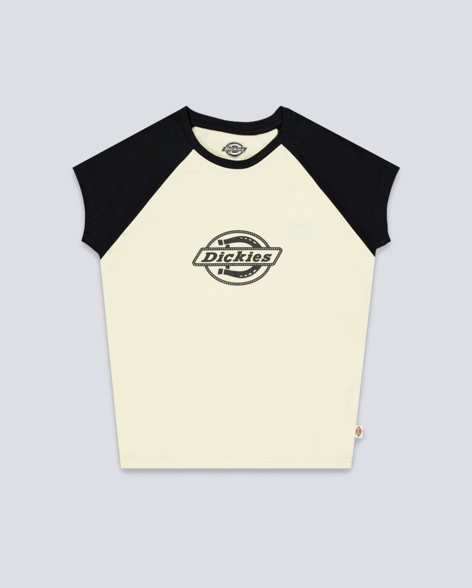 Camiseta Dickies Forth Shaw Raglan Negro Y Beige Mujer DK0A88DRBLK1