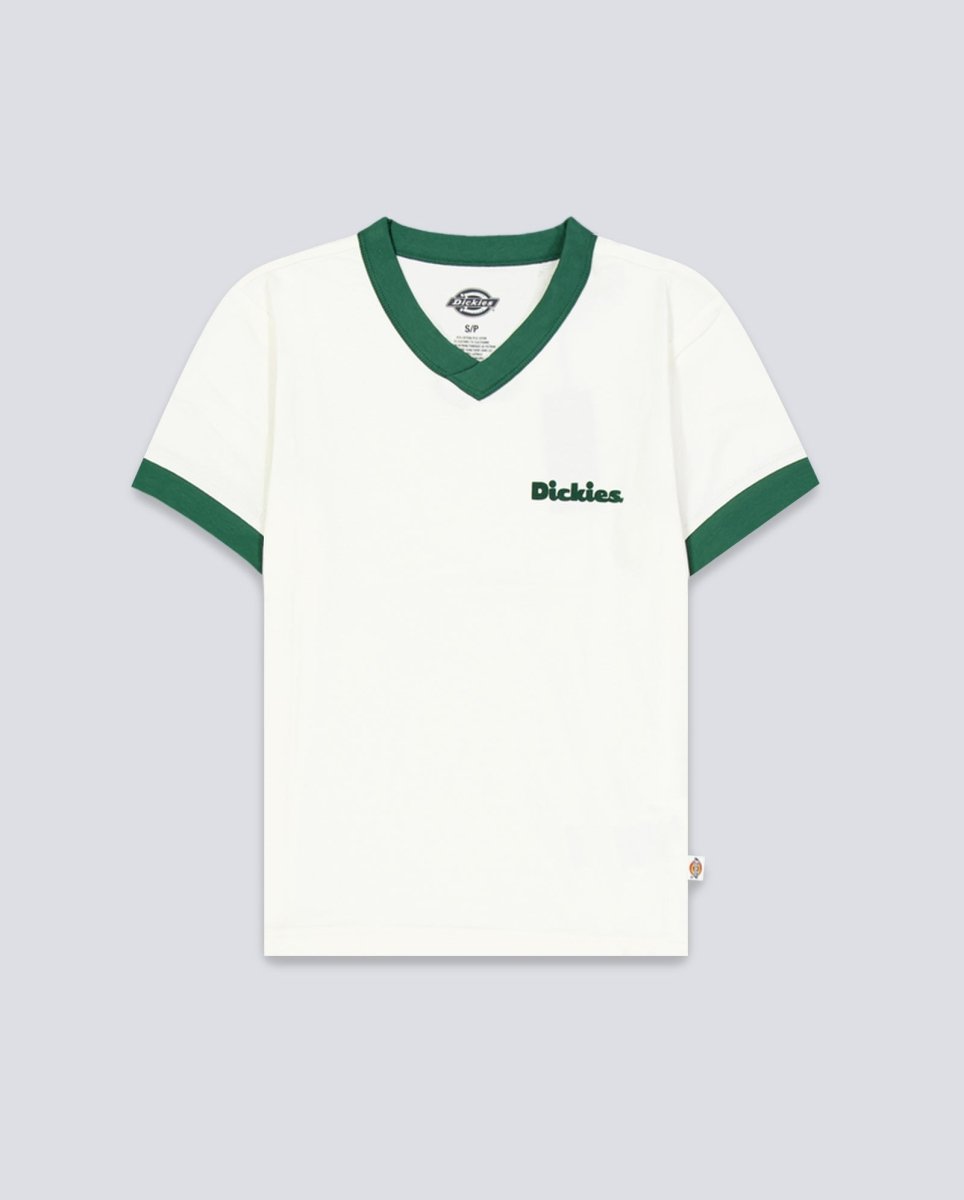 Camiseta Dickies Slayden Ringer Blanco Y Verde Mujer DK0A87Q9C481