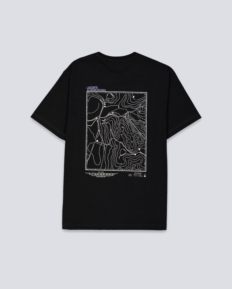 Camiseta Lacoste Estampado Montaña Negro Unisex TH5825-00