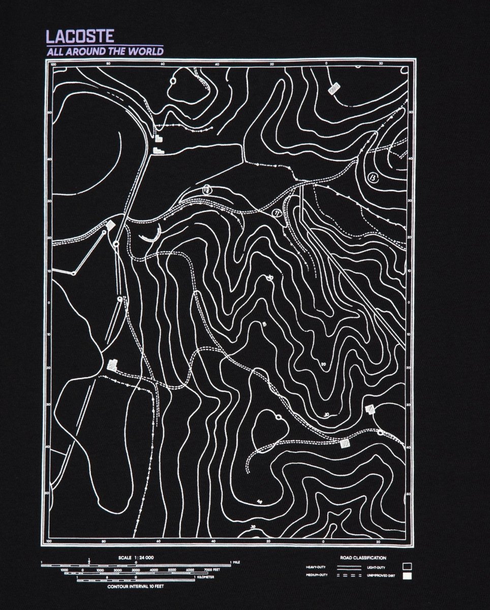 Camiseta Lacoste Estampado Montaña Negro Unisex TH5825-00