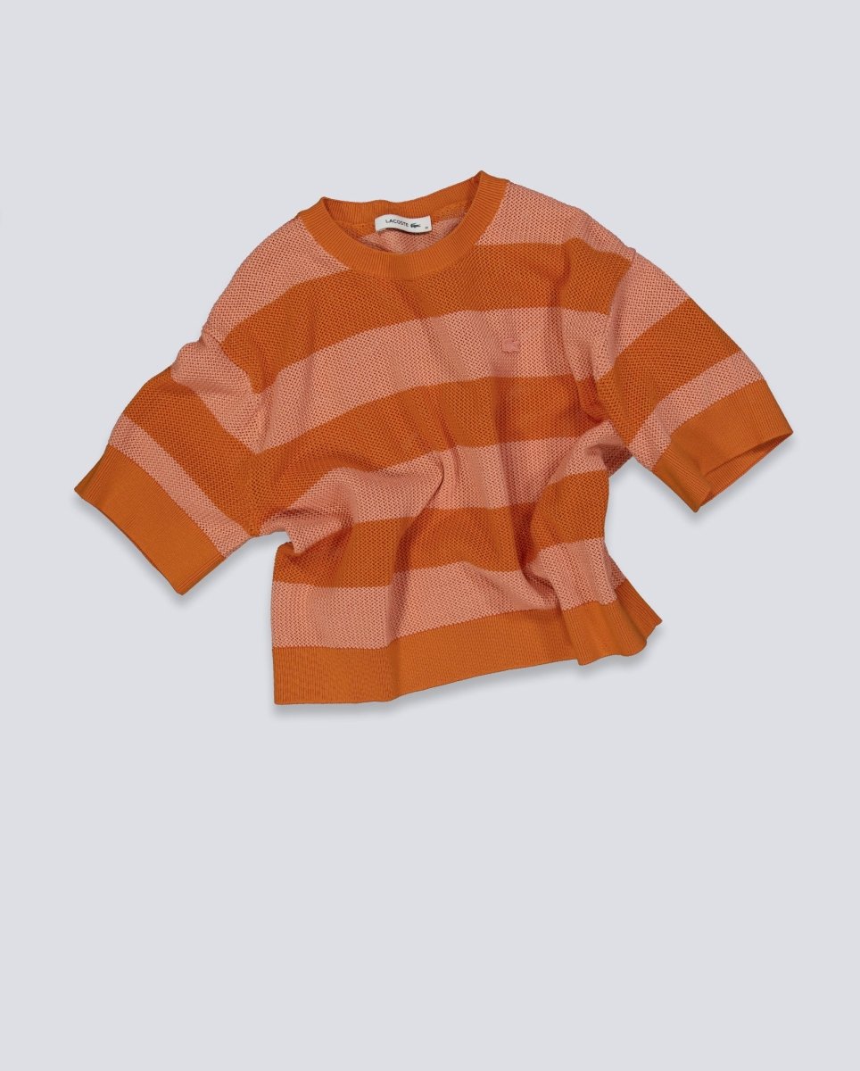 Camiseta Lacoste Rayas Naranja Mujer AF9859-4IM