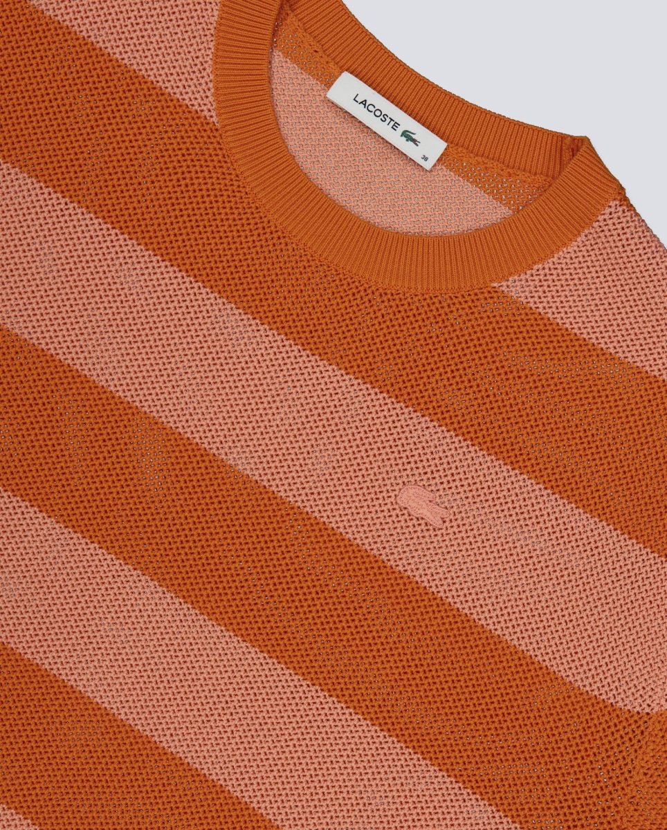 Camiseta Lacoste Rayas Naranja Mujer AF9859-4IM