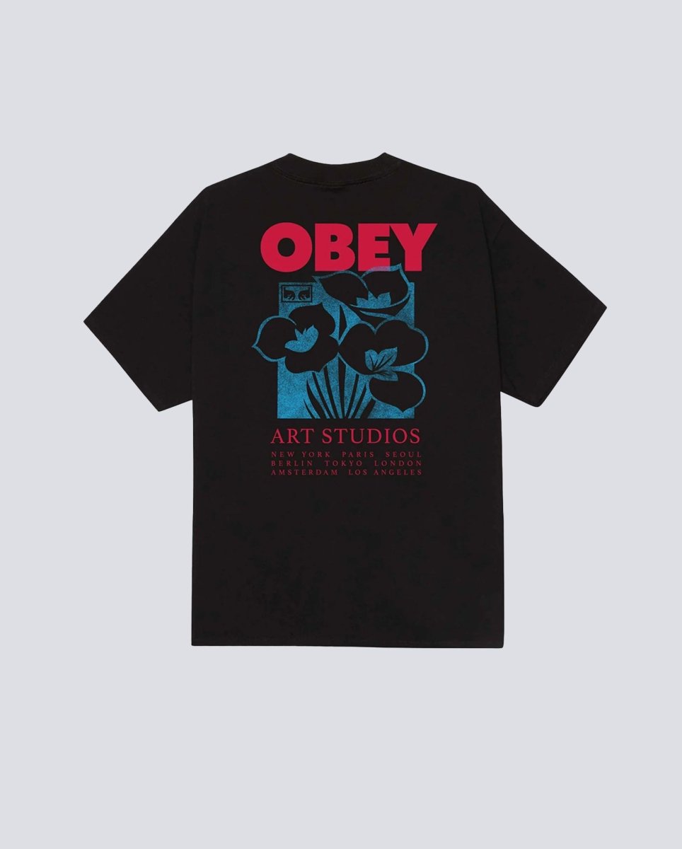 Camiseta Obey Art Studio Flowers Negro Hombre 165264234-BLK