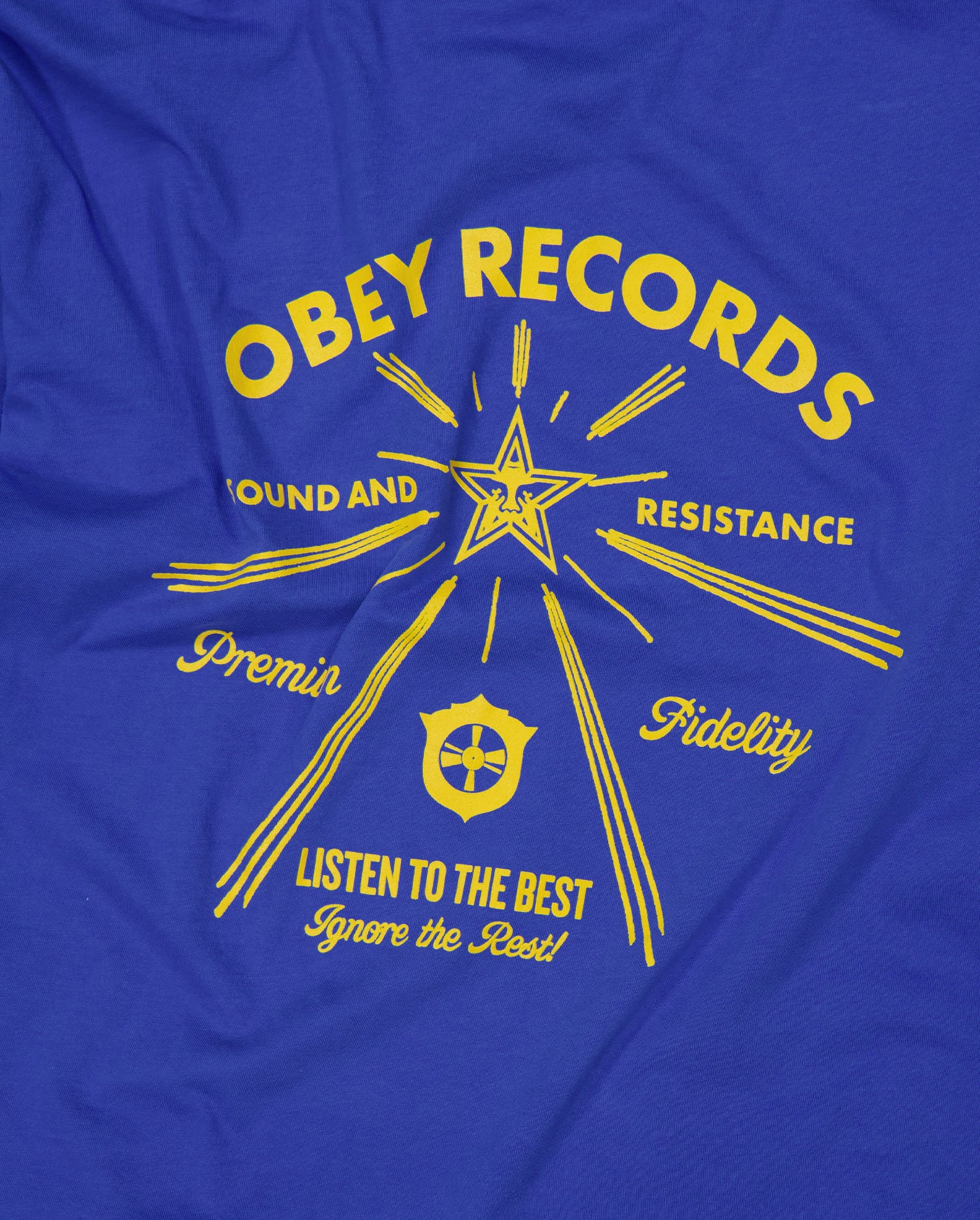 Camiseta Obey Listen To The Best Azul Mujer 268072705-EID