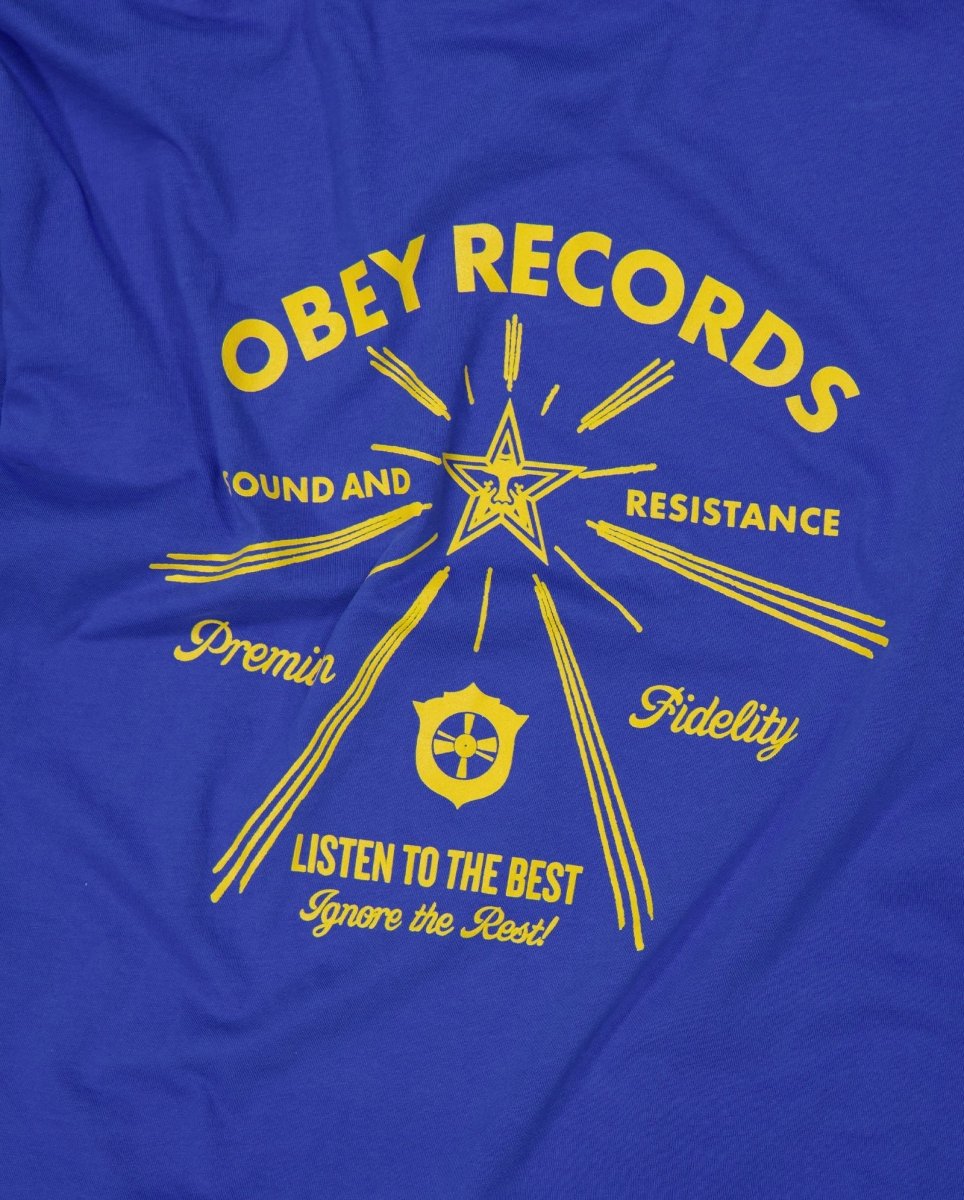 Camiseta Obey Listen To The Best Azul Mujer 268072705-EID