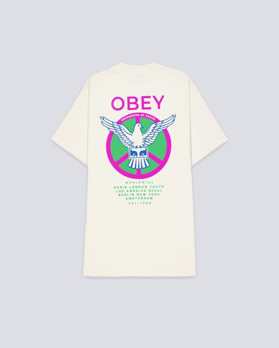 Camiseta Obey Peace Defenders Beige Unisex 165264138-CRM