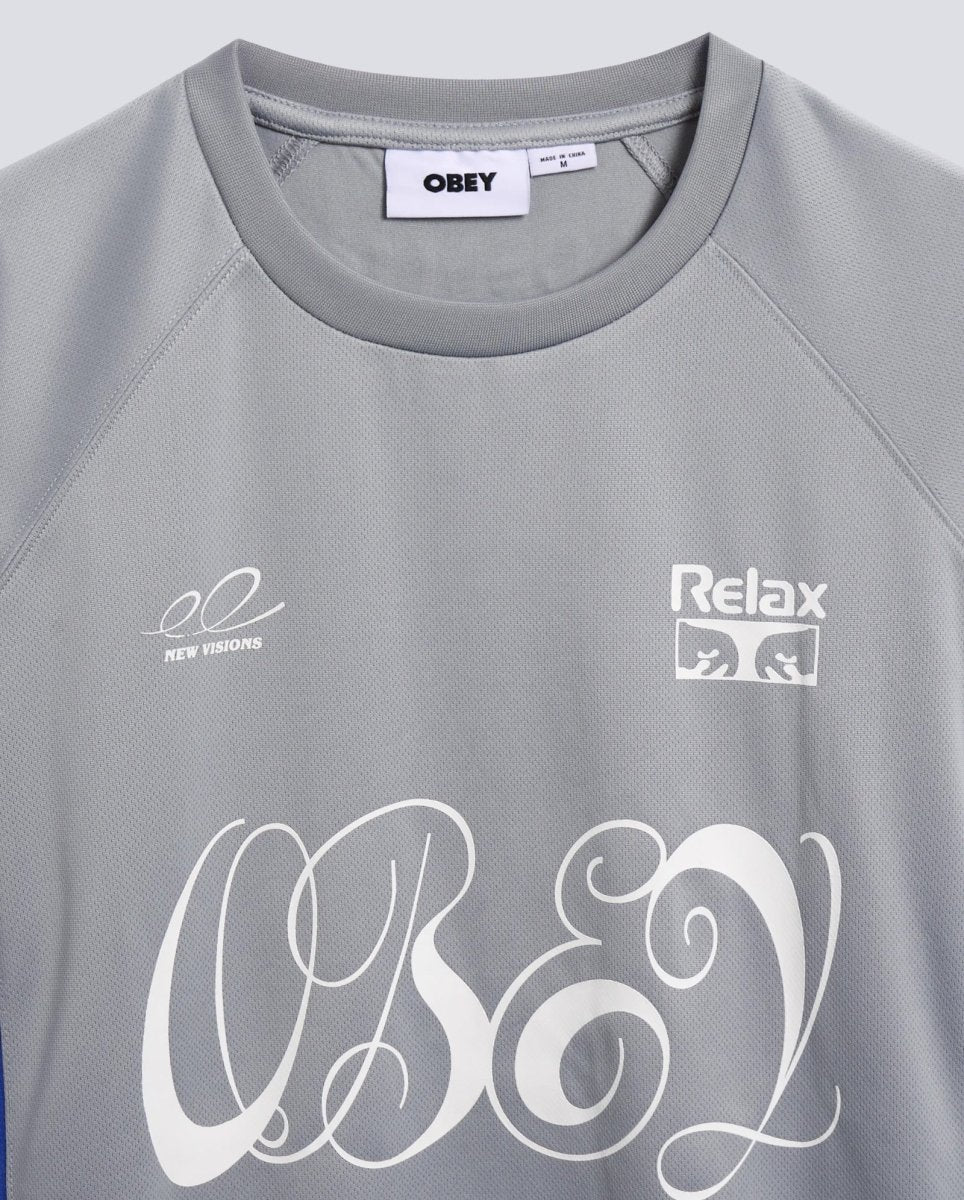 Camiseta Obey Plaza Active Top Quarry Gris Y Azul Hombre 131080369-QRY