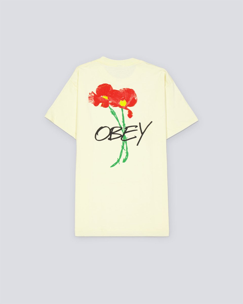 Camiseta Obey Poppies Pale Amarillo Unisex 165264123-PLY