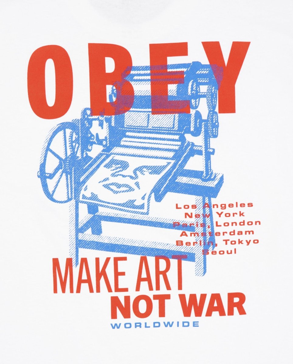 Camiseta Obey Printing Press Make Art Blanco Unisex 165264061-WHT