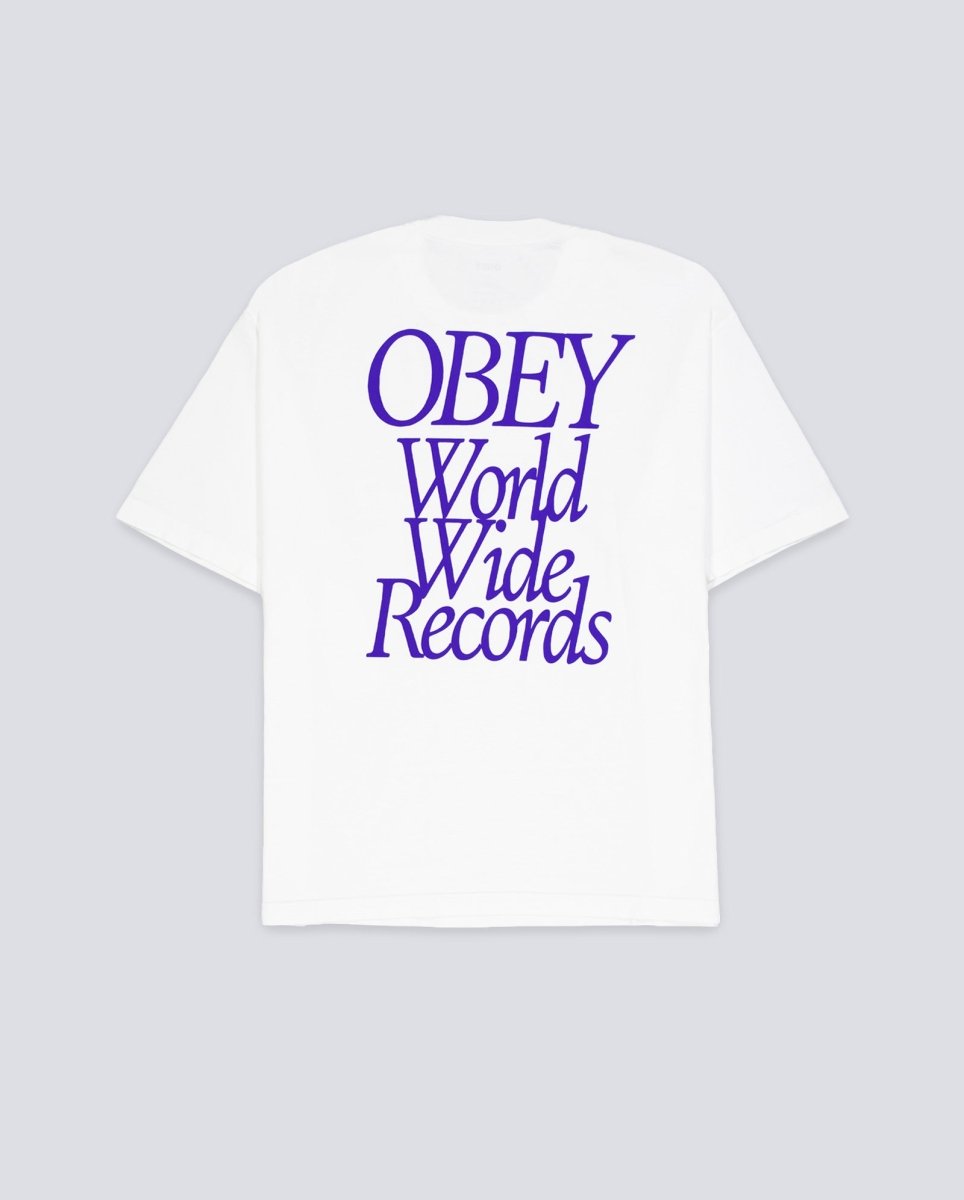 Camiseta Obey Worldwide Records Pigment Blanco Unisex 167924131-VWH