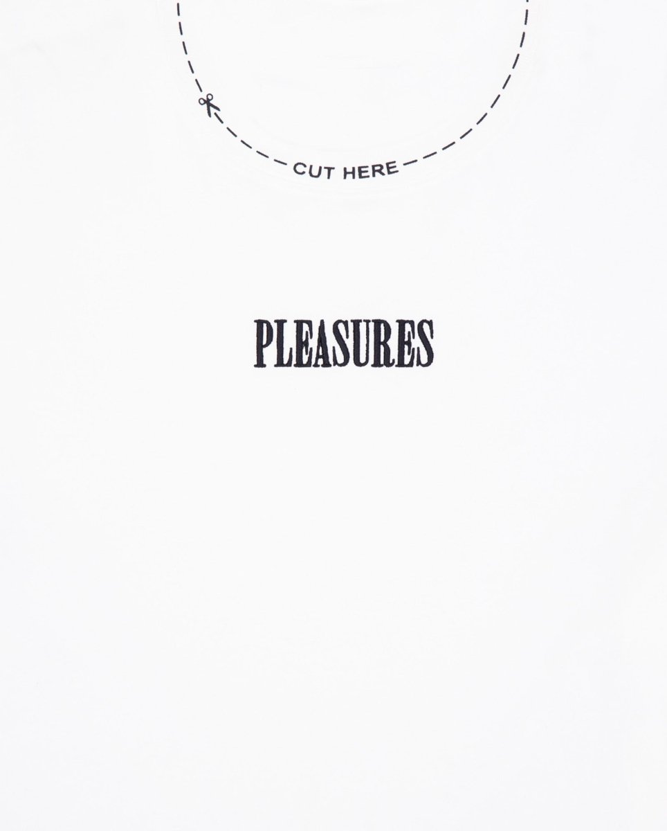 Camiseta Pleasures Cut Here Heavyweight Blanco Unisex P25SP027-WHITE