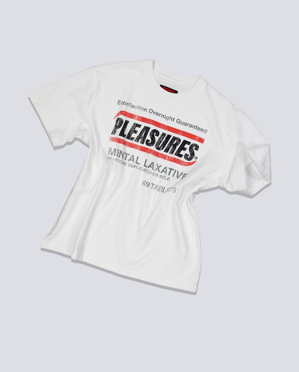 Camiseta Pleasures Relief Heavyweight Blanco Unisex