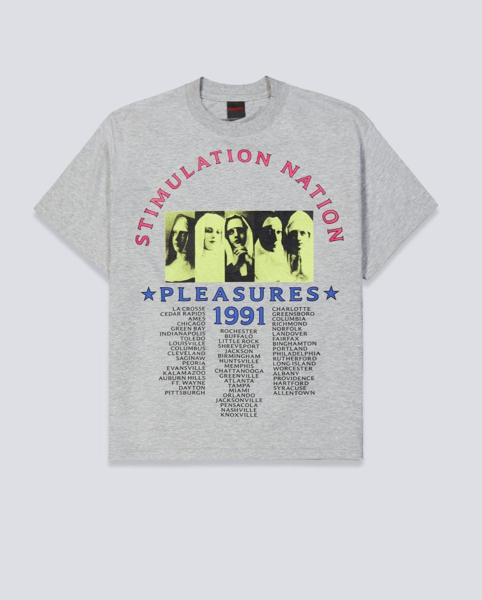 Camiseta Pleasures Stimulaton Heather Gris Unisex P26SP066
