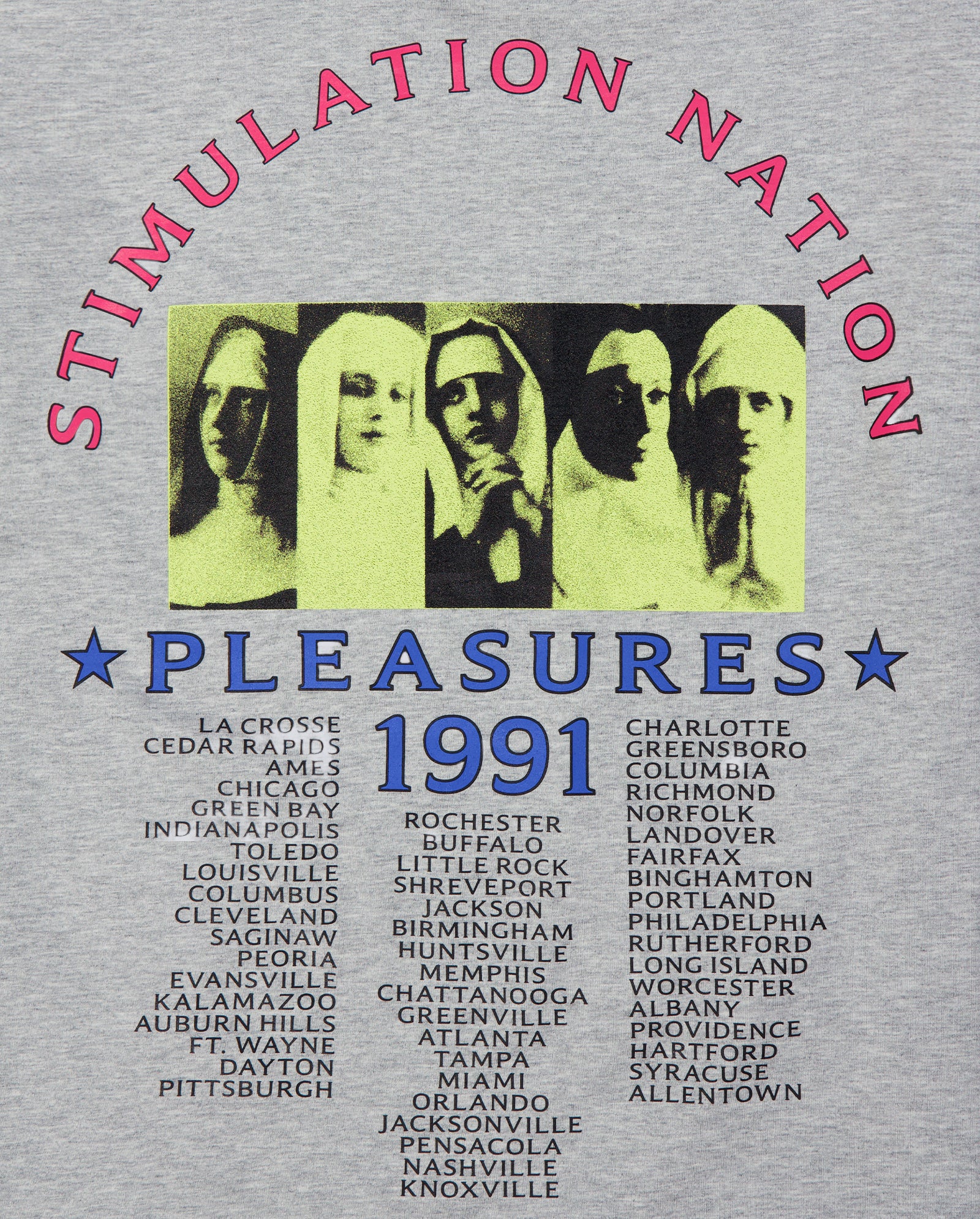 Camiseta Pleasures Stimulaton Heather Gris Unisex P26SP066