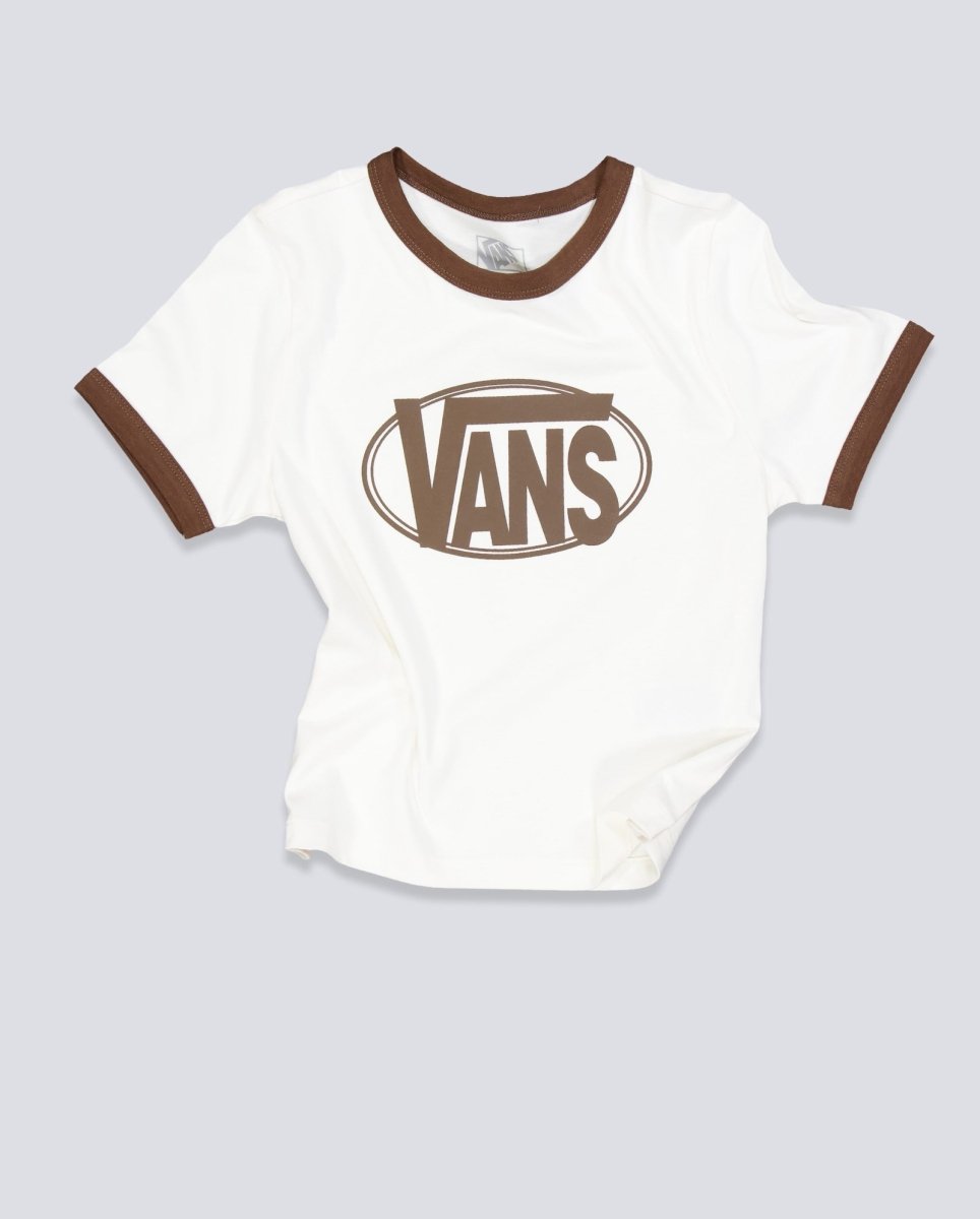 Camiseta Vans Center Chest Ringer Blanco Mujer VN000TXSC9F1