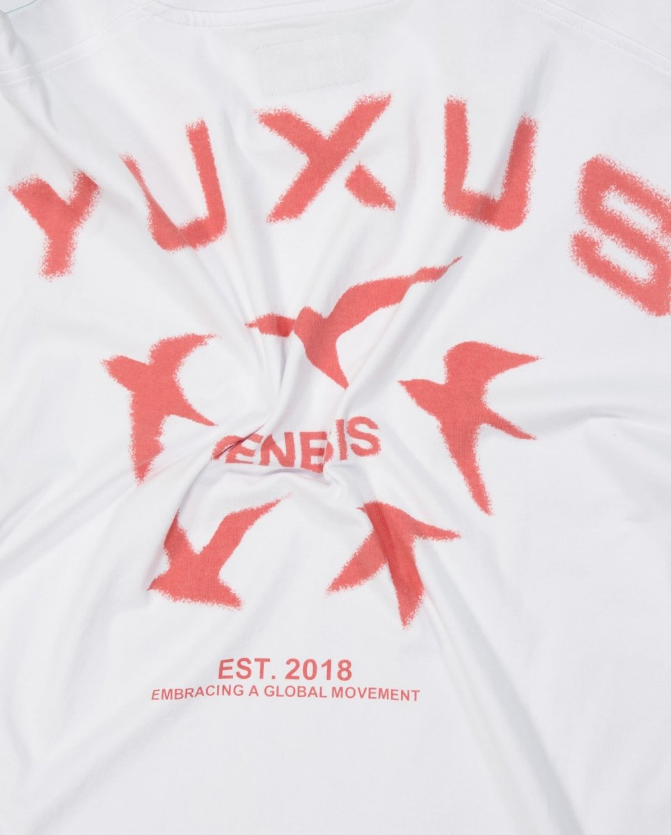 Camiseta Yuxus Maple Genesis Blanco y Rojo Unisex 04-26-GENESIS-M