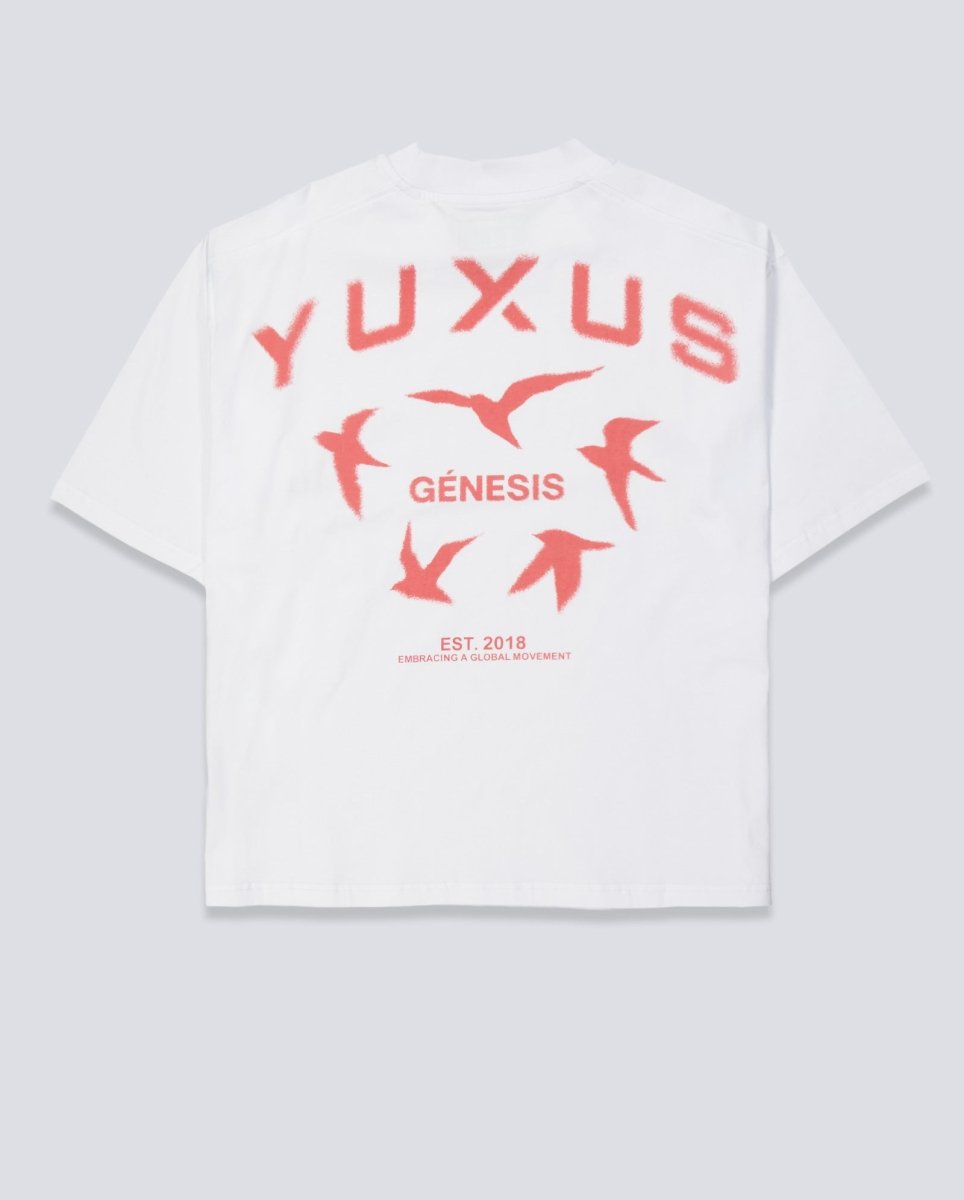 Camiseta Yuxus Maple Genesis Blanco y Rojo Unisex 04-26-GENESIS-M