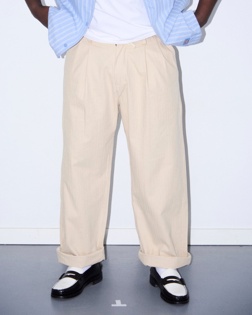 Pantalón Obey Foster Pleated Beige Hombre