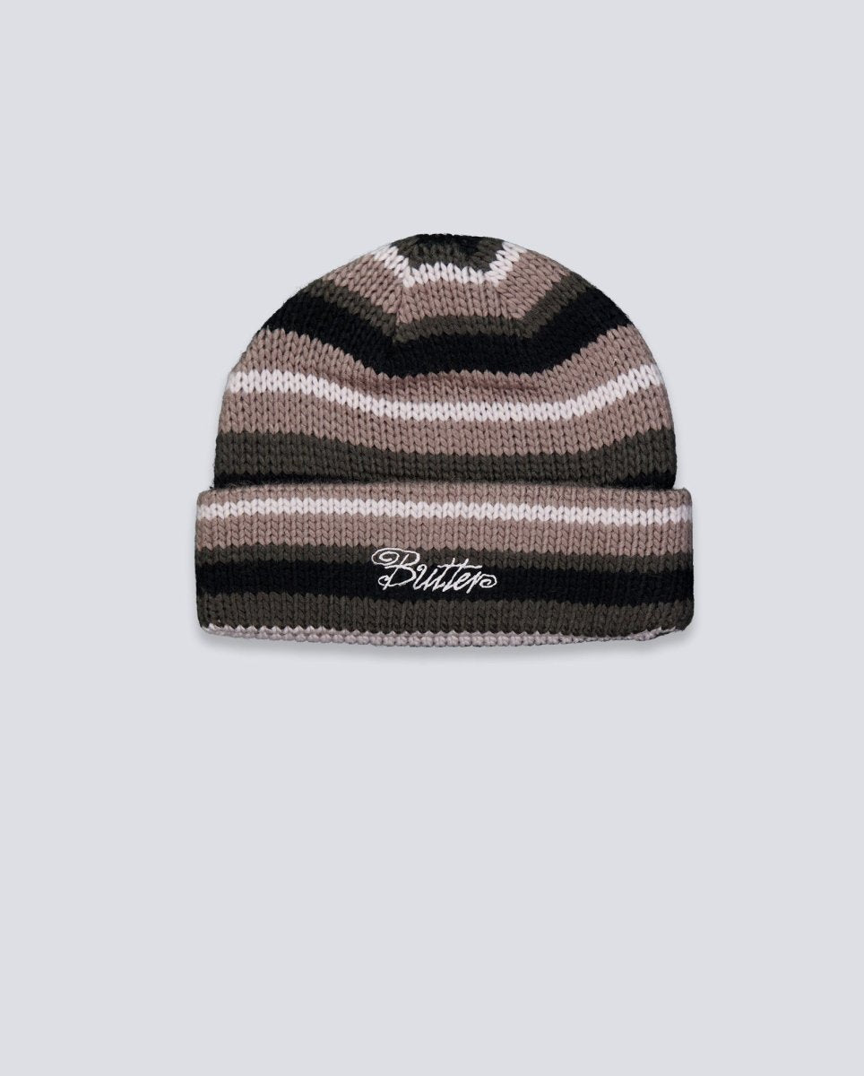 Gorro Butter Goods Ombre Stripe Knit Negro y Gris Unisex