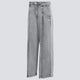 Pantalón Adidas Denim Pleats Wide Leg Gris Mujer