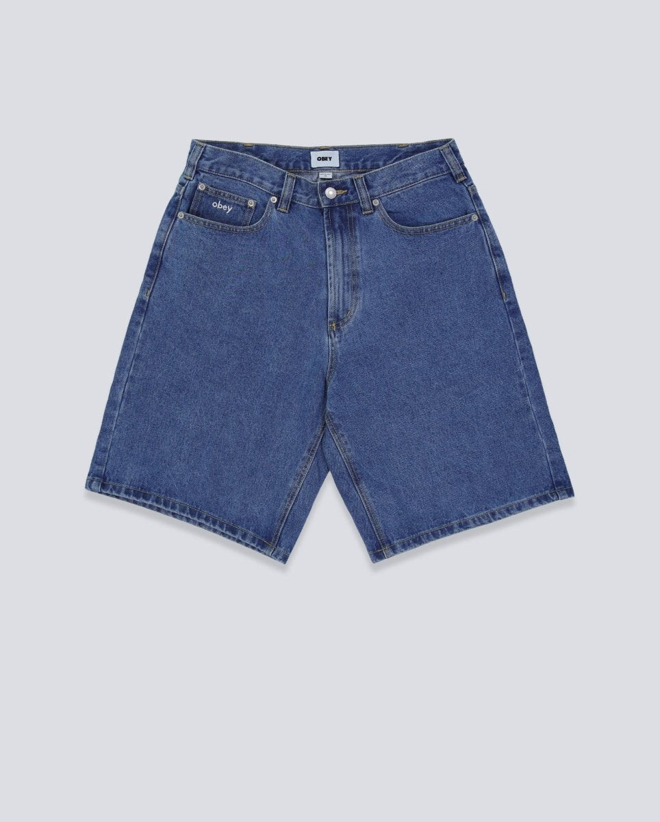 Pantalón Corto Obey Bigwig Baggy Denim Azul Hombre 172100107-LIN