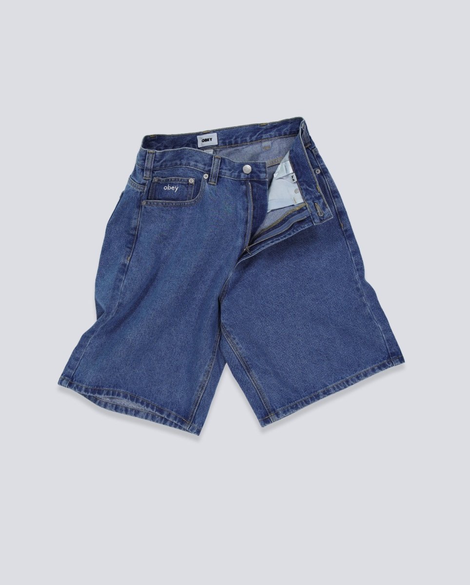 Pantalón Corto Obey Bigwig Baggy Denim Azul Hombre 172100107-LIN