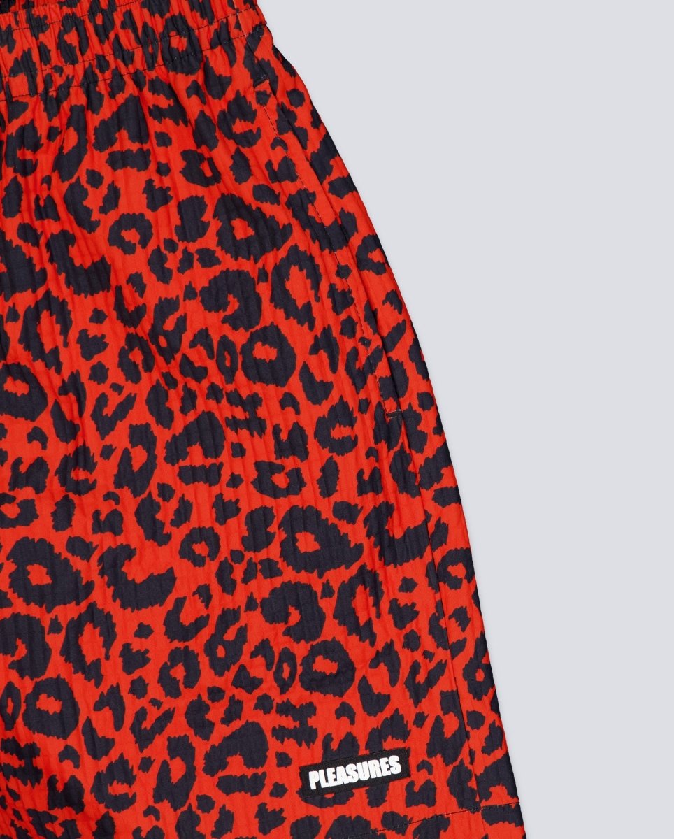 Pantalón Corto Pleasures Leopard Active Rojo Hombre P25SU033-RED