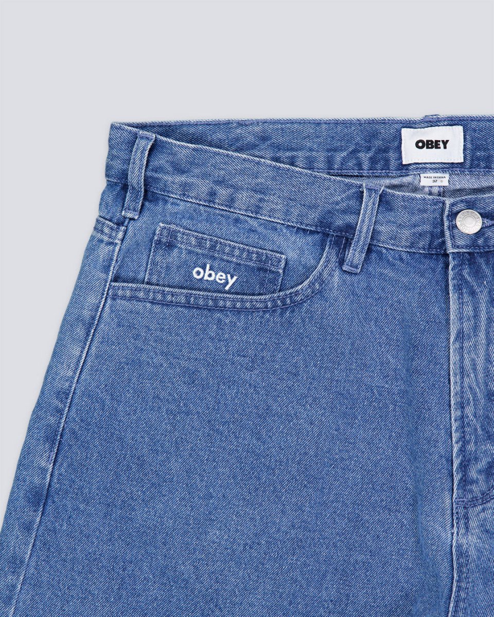 Pantalón Vaquero corto Obey Bigwig baggy Azul Claro Hombre 172100090-LIN