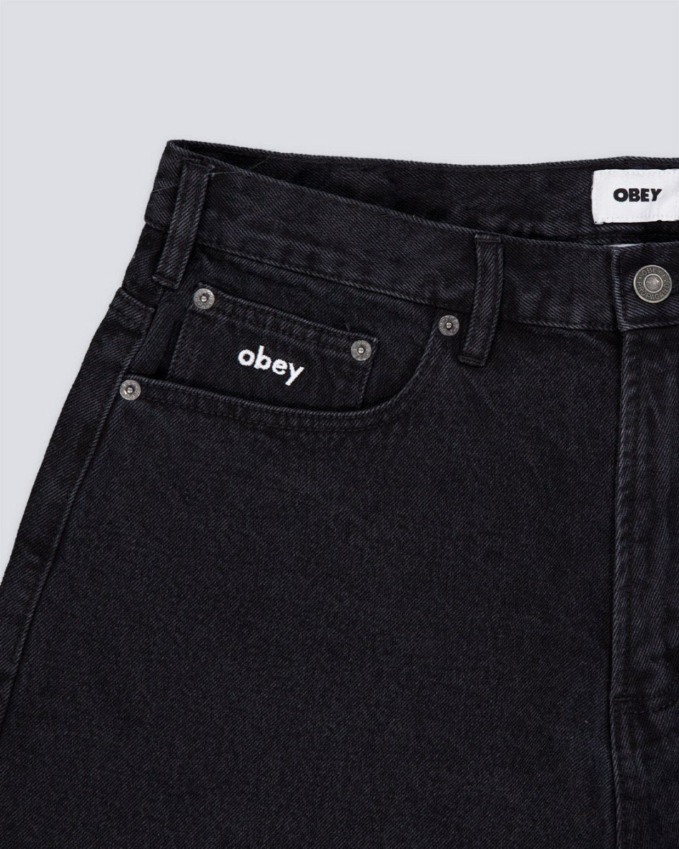 Pantalón Vaquero corto Obey Bigwig baggy Negro Hombre 172100090-FBL