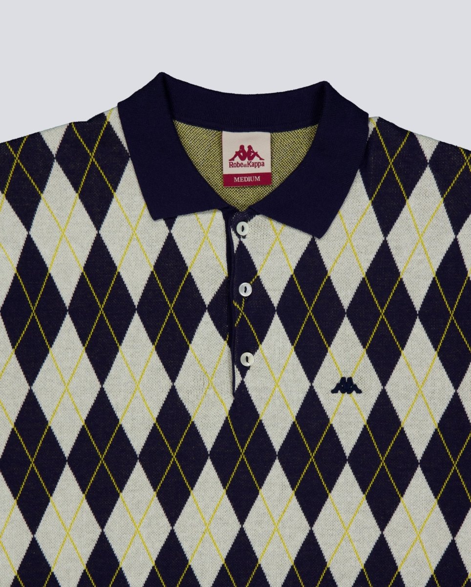 Polo Kappa Robe Giovani Argyll Azul Y Beige Unisex 66123XW-A00