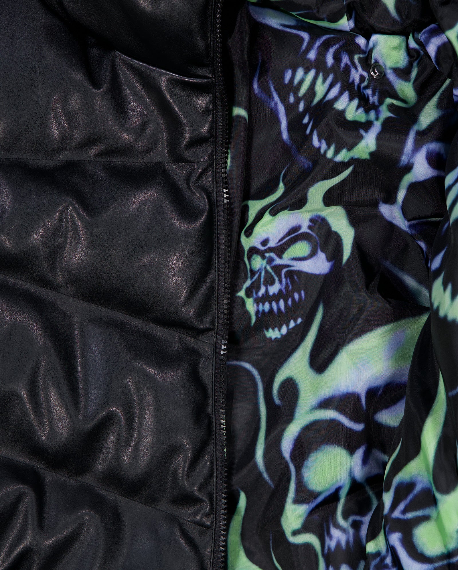 Puffer Wasted Paris Skull Negra Reversible Unisex WSTDFW25-27