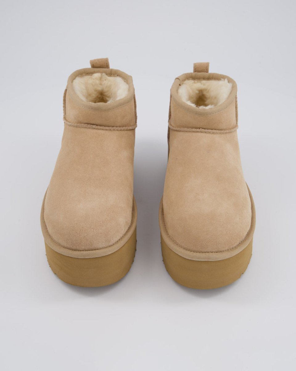 Ugg W Classic Ultra Mini Plat Beige Mujer Botas