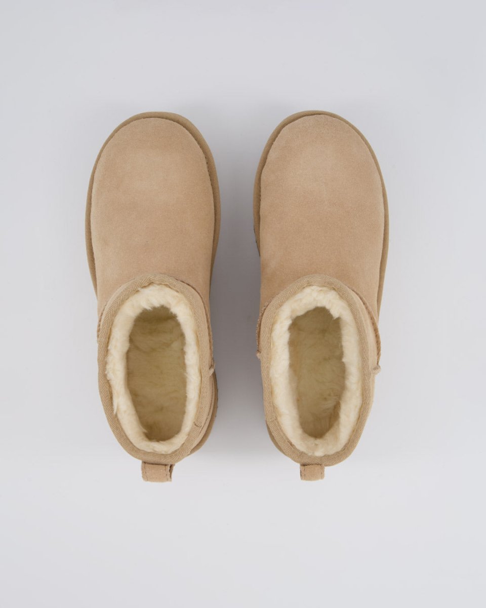 Ugg W Classic Ultra Mini Plat Beige Mujer Botas