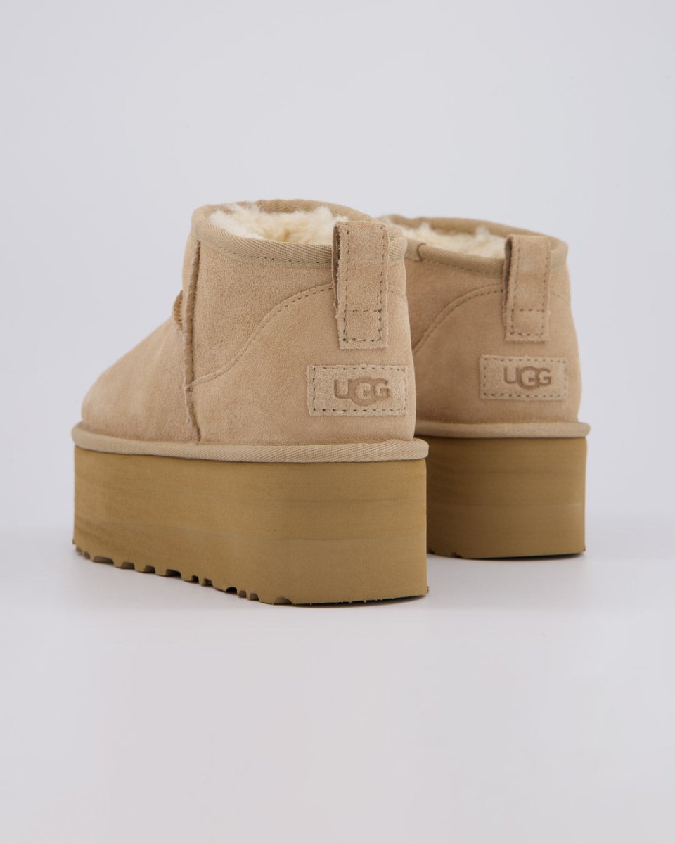 Ugg W Classic Ultra Mini Plat Beige Mujer Botas