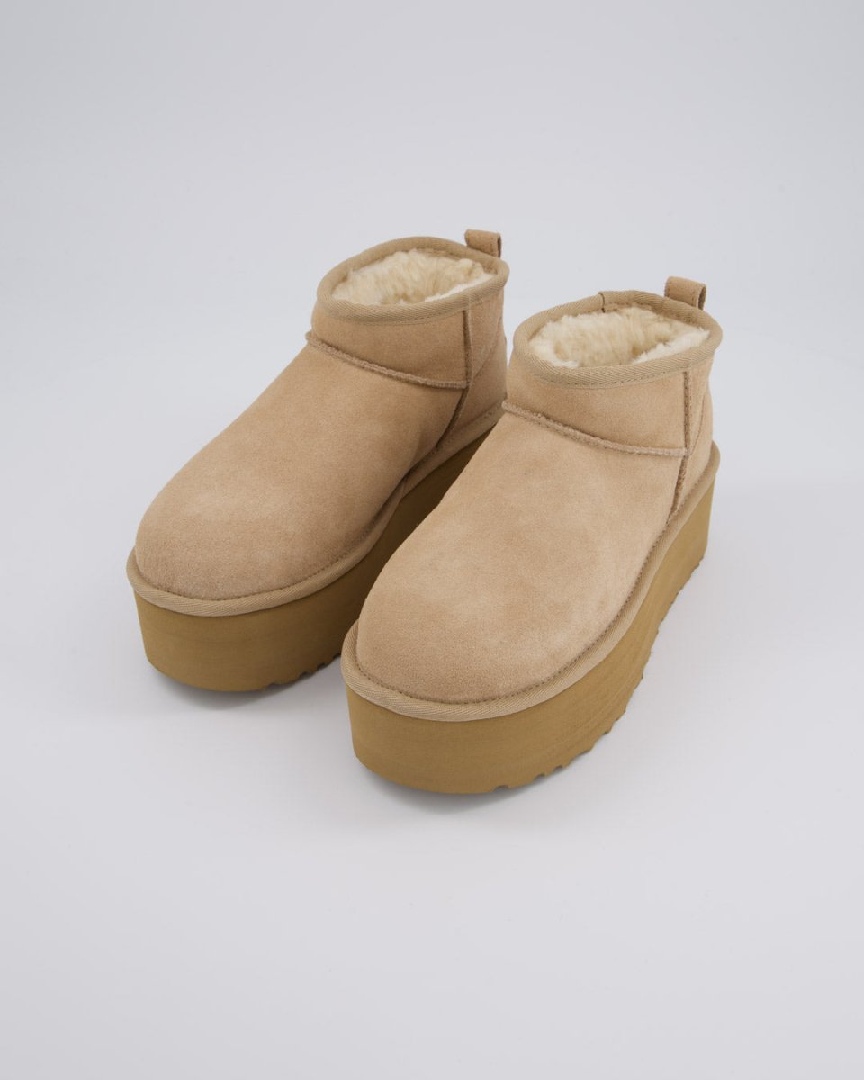 Ugg W Classic Ultra Mini Plat Beige Mujer Botas