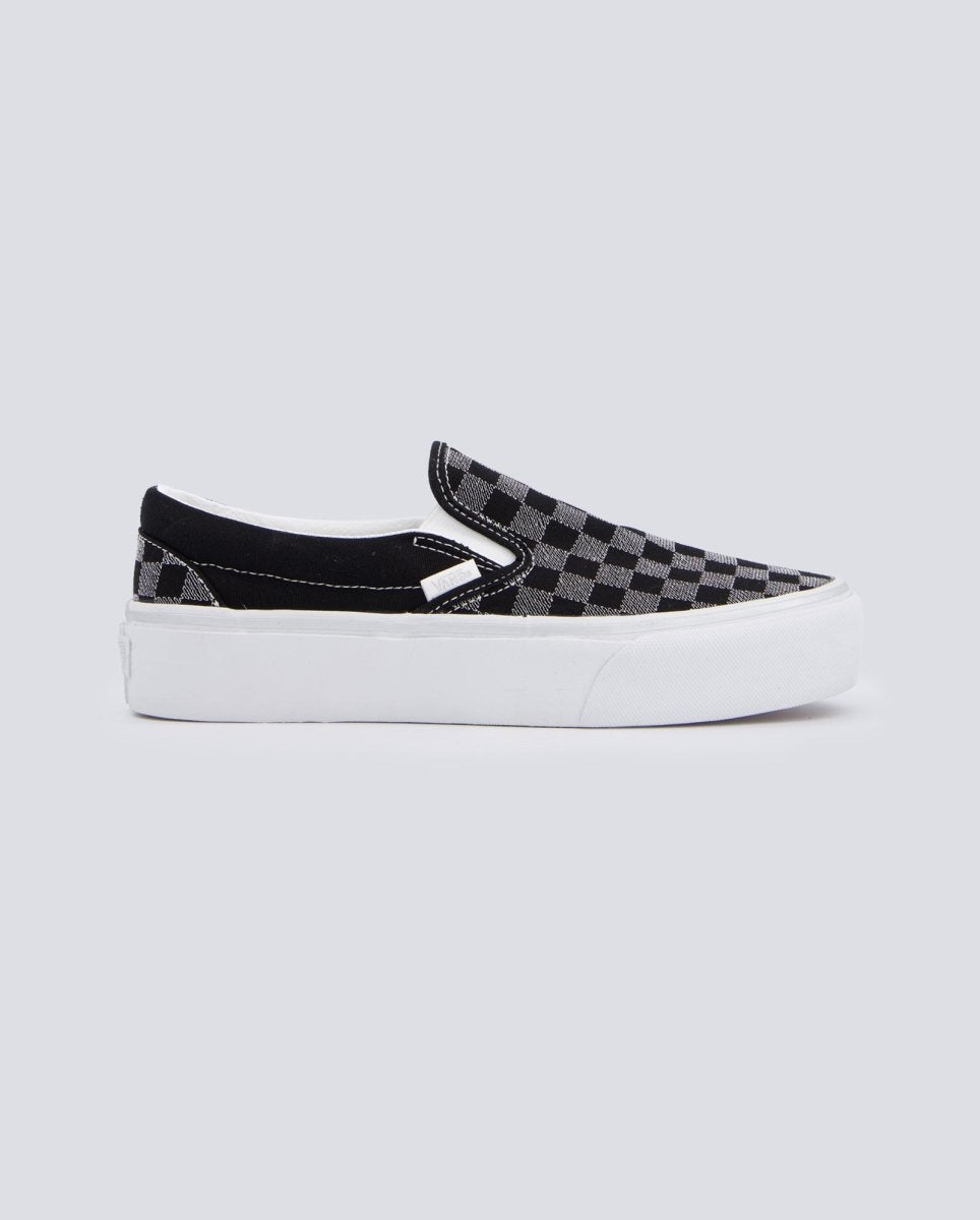 Vans Classic Slip-On Platform Metallic Gris Y Negro Mujer