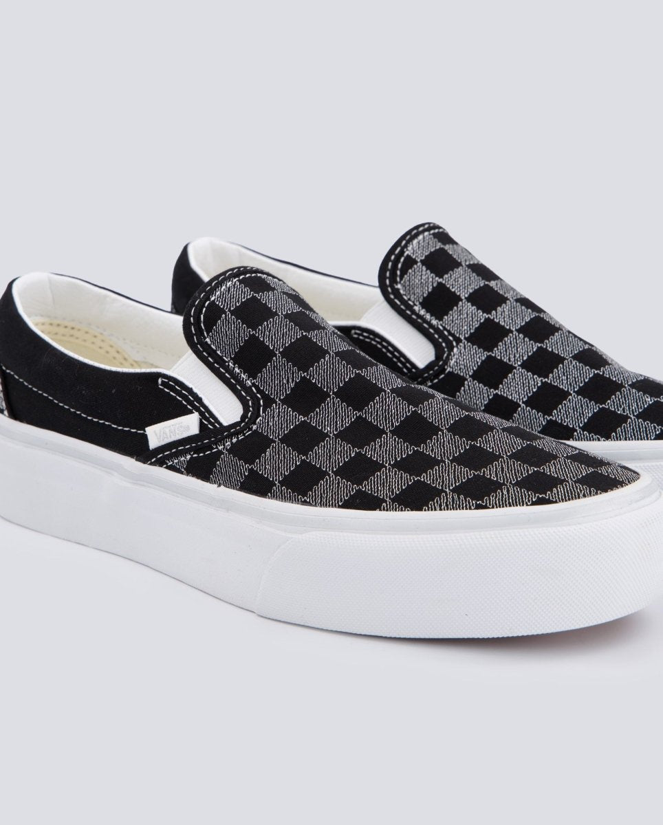 Vans Classic Slip-On Platform Metallic Gris Y Negro Mujer