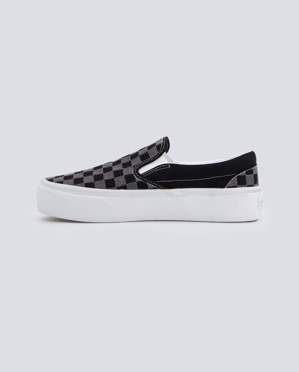 Vans Classic Slip-On Platform Metallic Gris Y Negro Mujer
