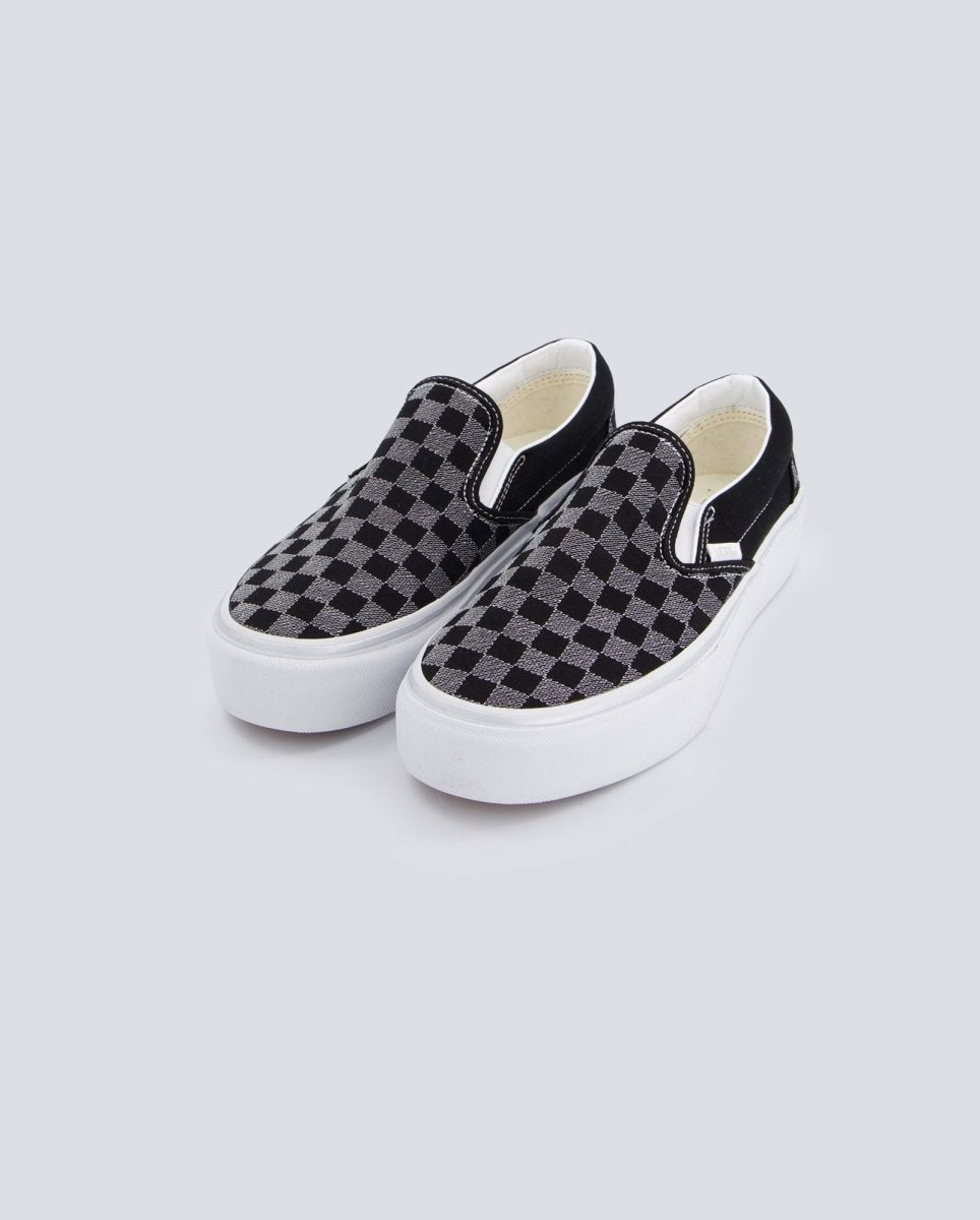 Vans Classic Slip-On Platform Metallic Gris Y Negro Mujer