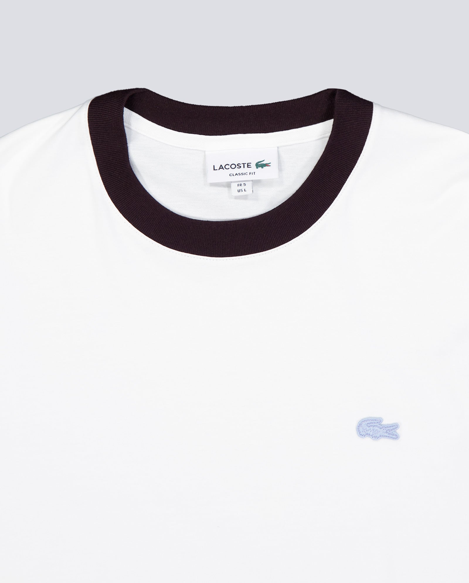 Camiseta Lacoste Cuello Contraste Blanco Unisex