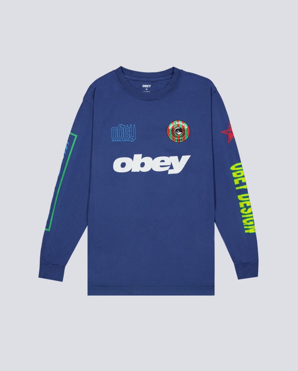Camiseta Manga Larga Obey Mega Global Mania Azul Hombre