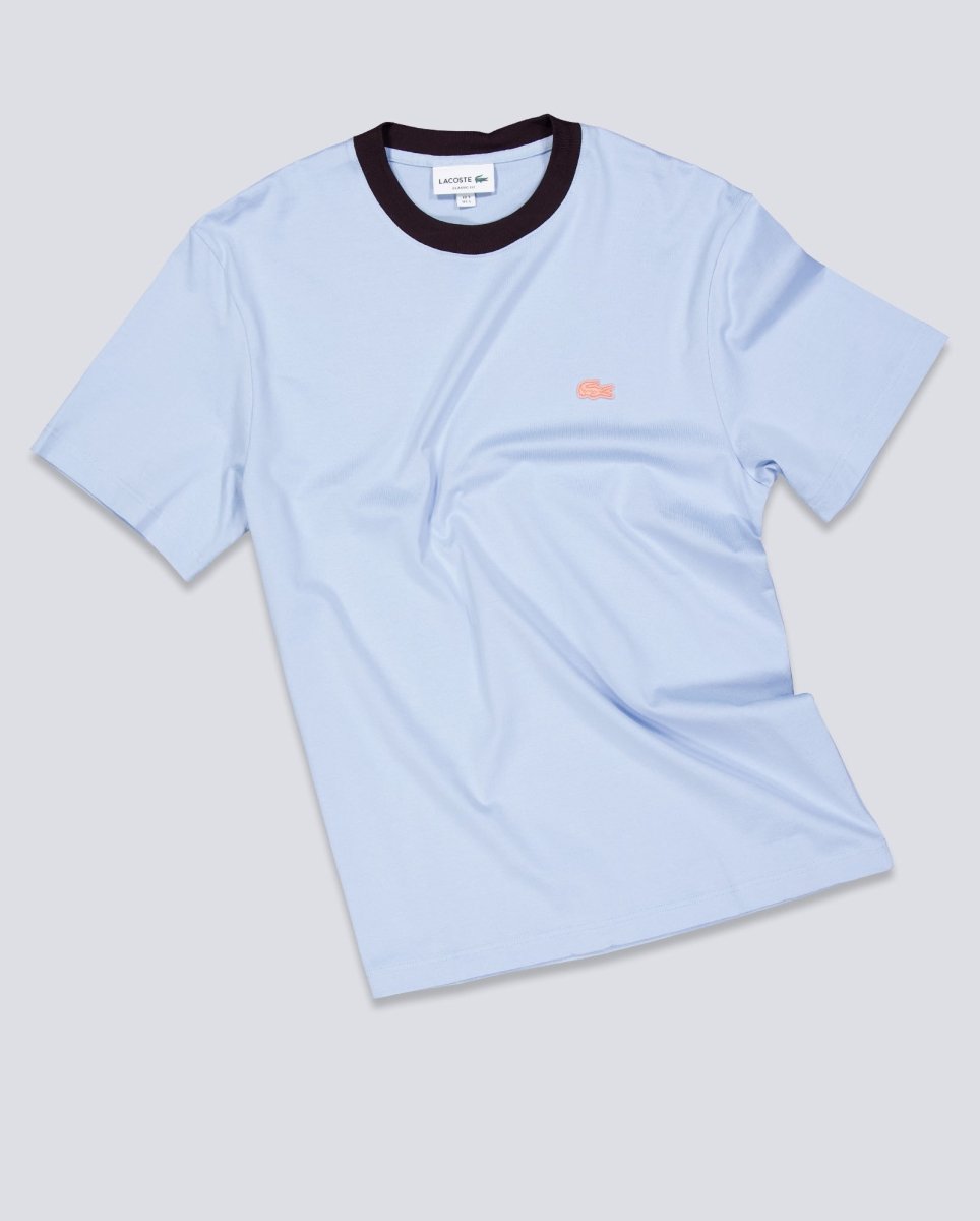 Camiseta Lacoste Cuello Contraste Azul Unisex