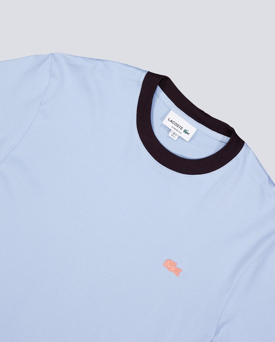 Camiseta Lacoste Cuello Contraste Azul Unisex