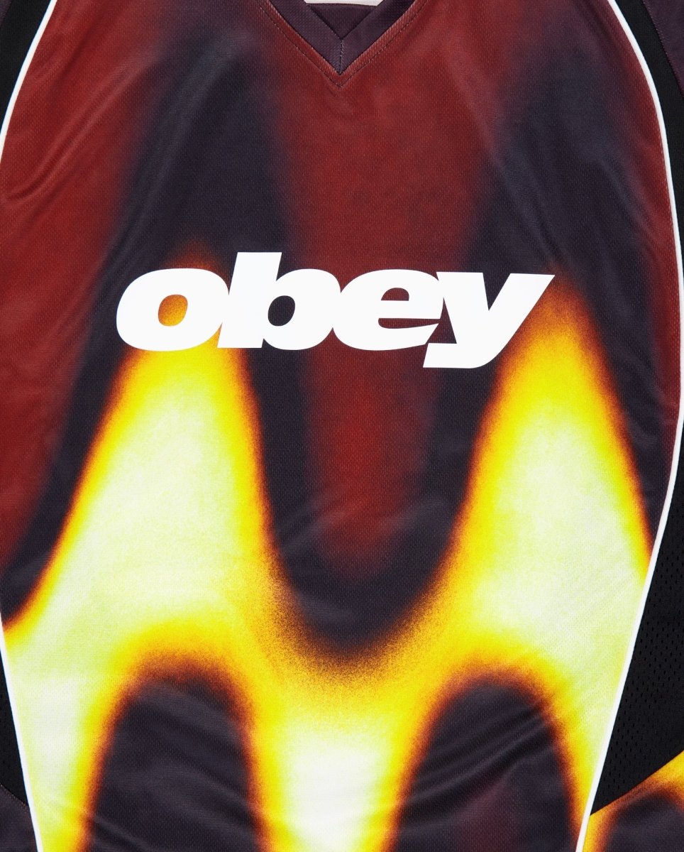 Camiseta Obey Blurred Soccer Jersey Rojo Unisex