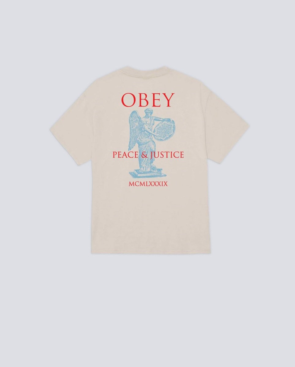 Camiseta Obey Peace And Justice Statue Beige Hombre