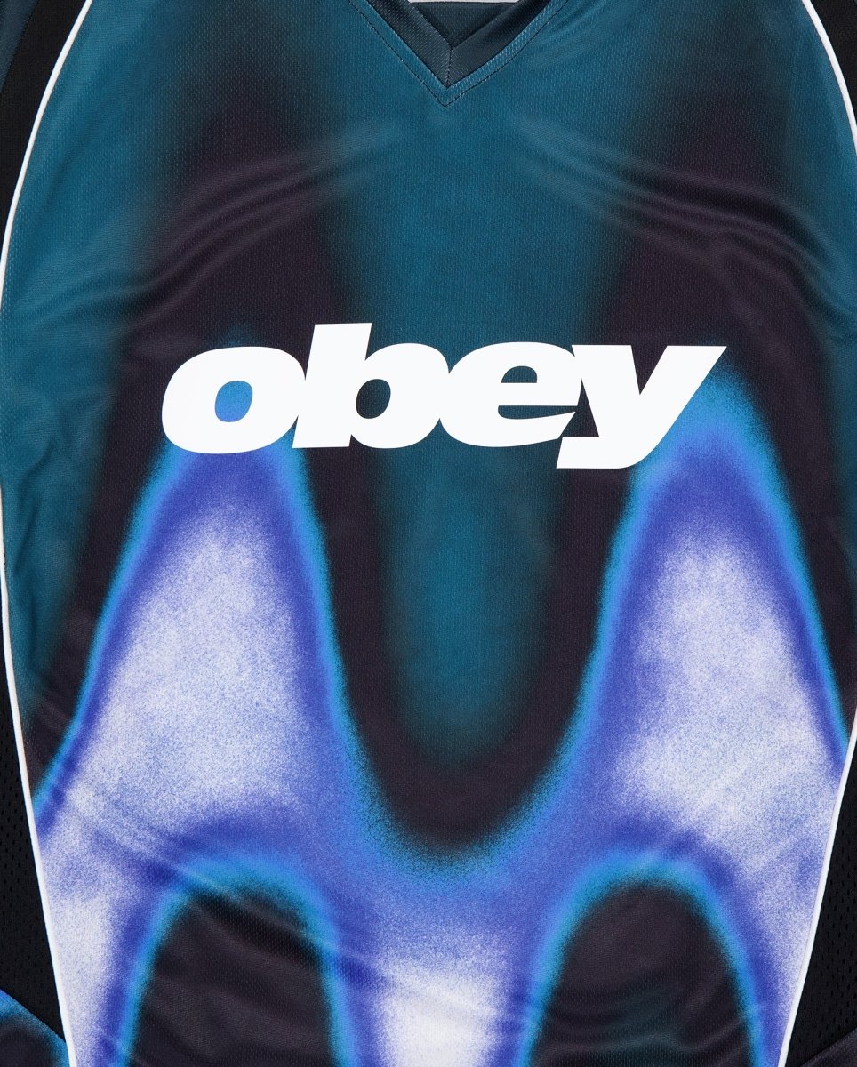 Camiseta Obey Blurred Soccer Jersey Azul Hombre