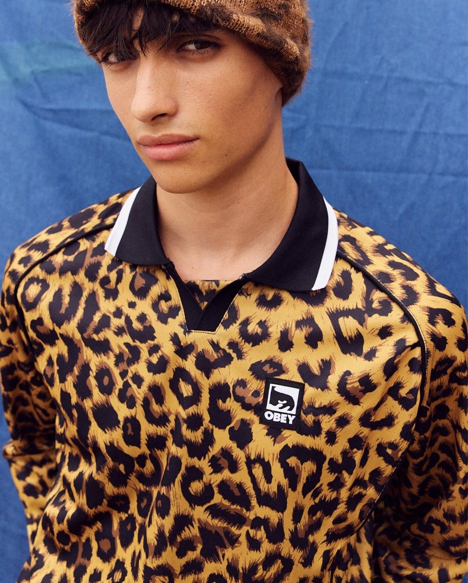 Chaqueta Obey Polo Collar Sports Leopardo Unisex