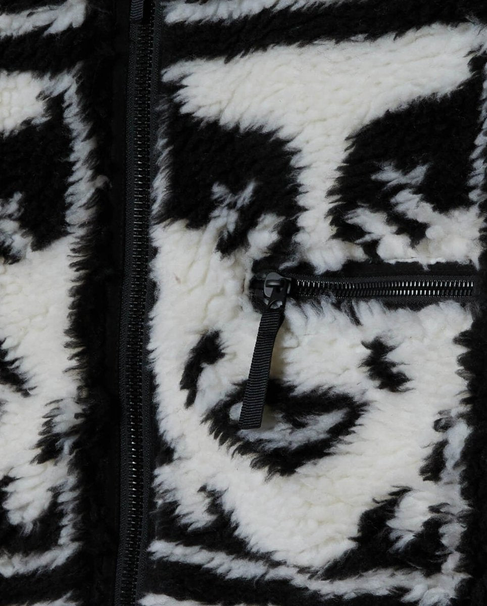 Chaqueta Polar Obey Repeated Icon Sherpa Negro Unisex