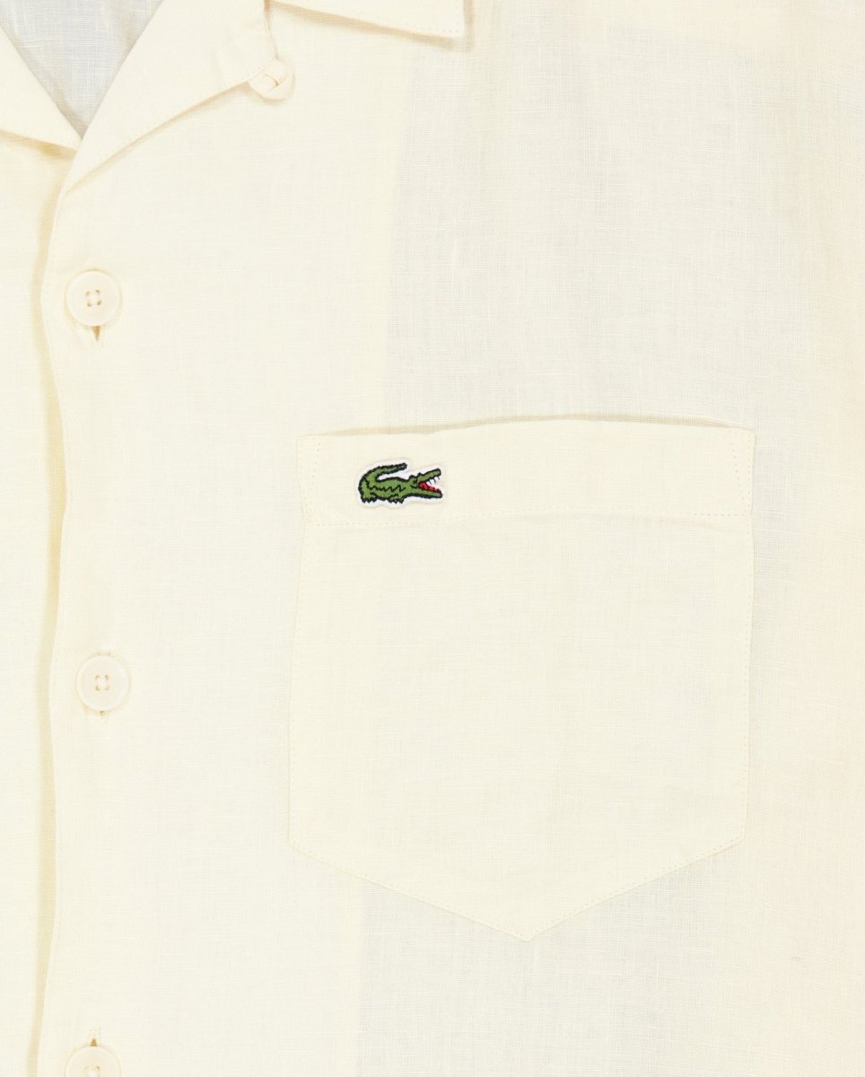 Camisa Lacoste Casual Manga Corta Beige Hombre